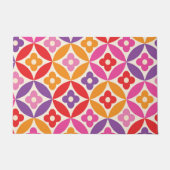 Retro Bloemen op Mid Century Circles Patroon Deurmat (Voorkant)
