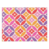 Retro Bloemen op Mid Century Circles Patroon Tafelkleed (Voorkant (Horizontaal))