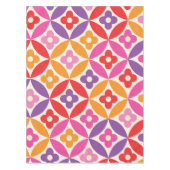 Retro Bloemen op Mid Century Circles Patroon Tafelkleed (Voorkant)