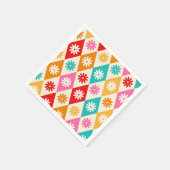 Retro bloemen op Mid Century Diamonds patroon Servet (Hoek)