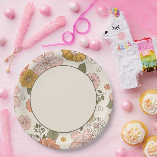 Retro Bloemen Papier Bord (Feest)