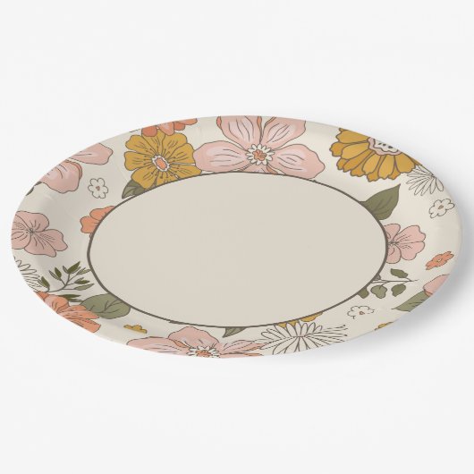 Retro Bloemen Papier Bord (Gekanteld)