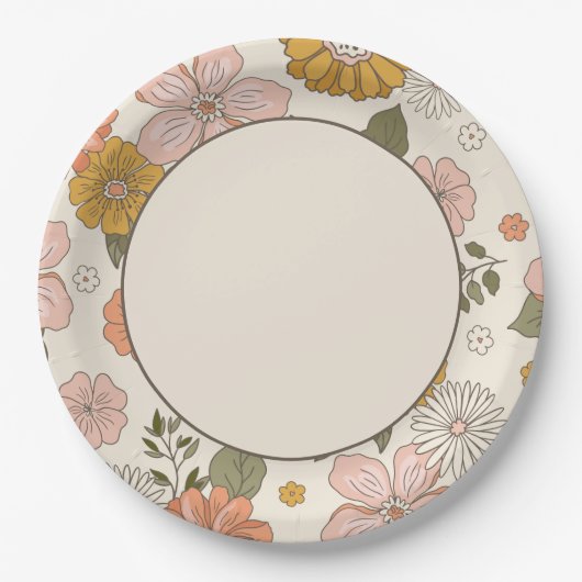 Retro Bloemen Papier Bord (Voorkant)