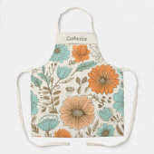  Retro Bloemen Pastel Naam Schort (Voorkant)