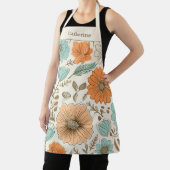  Retro Bloemen Pastel Naam Schort (Insitu)
