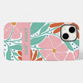 Retro Bloemen Patroon Aangepaste naam Case-Mate iPhone Case (Achterkant (horizontaal))
