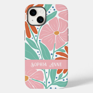 Retro Bloemen Patroon Aangepaste naam Case-Mate iPhone 14 Hoesje