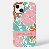 Retro Bloemen Patroon Aangepaste naam Case-Mate iPhone Case (Achterkant)