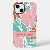 Retro Bloemen Patroon Aangepaste naam