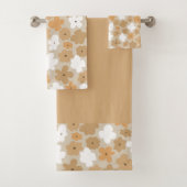Retro Bloemen Patroon badhanddoek set Bad Handdoek (Insitu)