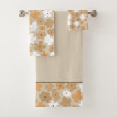 Retro Bloemen Patroon badhanddoek set Bad Handdoek (Insitu)