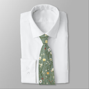 Retro Bloemen Patroon Cottagecore Wildflower Stropdas