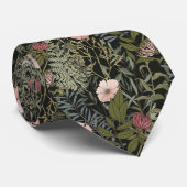 Retro Bloemen Patroon Donkere bladeren en bloemen Stropdas (Opgerold)