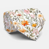 Retro Bloemen Patroon Heldere Wildbloemen Patroon Stropdas (Opgerold)