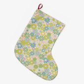  Retro Bloemen Patroon Lichte Pastel Grote Kerstsok (Voorkant (Hangend))