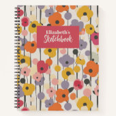 Retro Bloemen Patroon Monogram Artiest Schetsboek Notitieboek (Voorkant)