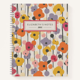 Retro Bloemen Patroon Monogram Journal Notitieboek