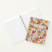 Retro Bloemen Patroon Monogram Journal Notitieboek (Binnen)