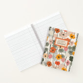 Retro Bloemen Patroon Monogram Tuinieren Journal Notitieboek (Binnen)