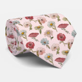 Retro Bloemen Patroon Poppies Stropdas (Opgerold)