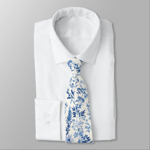 Retro Bloemen Patroon Toile De Jouy Bloemen Stropdas