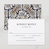 Retro Bloemen Patroon Voedsel Allergie Bruiloft RS RSVP Kaartje (Voorkant / Achterkant)