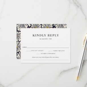 Retro Bloemen Patroon Voedsel Allergie Bruiloft RS RSVP Kaartje