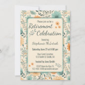 Retro Bloemen Pensioen Feestviering Kaart (Voorkant)
