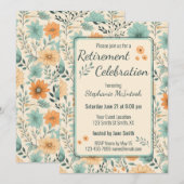 Retro Bloemen Pensioen Feestviering Kaart (Voorkant / Achterkant)