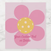 Retro Bloemen Pickleball Party Gepersonaliseerde t Wijn Etiket (Enkel label)