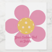 Retro Bloemen Pickleball Party Gepersonaliseerde t Wijn Etiket (Enkel label)