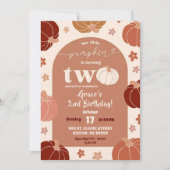 Retro Bloemen Pompoen Boog 2e Verjaardag Meisje Kaart (Voorkant)