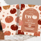 Retro Bloemen Pompoen Boog 2e Verjaardag Meisje Kaart