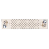 Retro Bloemen Pompoenen Denim Gnomes Thanksgiving Korte Tafelloper (Horizontaal)