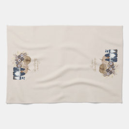 Retro Bloemen Pompoenen Denim Gnomes Thanksgiving Theedoek