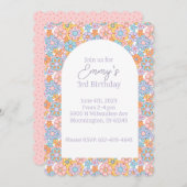 Retro Bloemen Power Groovy Uitnodiging (Voorkant / Achterkant)