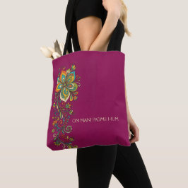 Retro Bloemen Power Ranken Rand 2 + jouw tekst Tote Bag