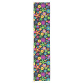 Retro Bloemen Power Tafel Runner Korte Tafelloper (Voorkant)