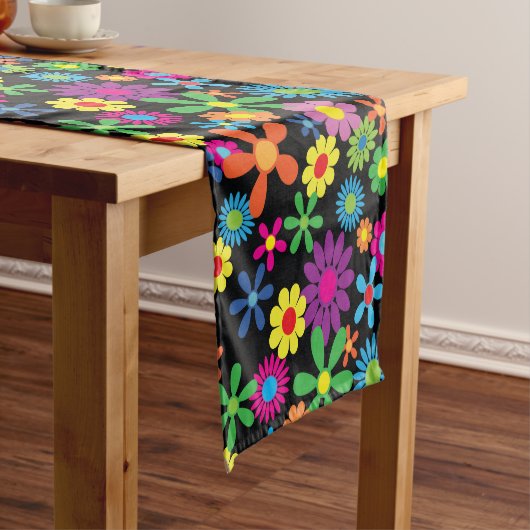 Retro Bloemen Power Tafel Runner Korte Tafelloper (Voorbeeld)