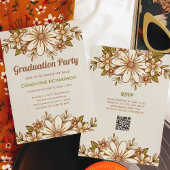 Retro Bloemen | QR-code 2024 Graduation Party Kaart