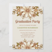 Retro Bloemen | QR-code 2024 Graduation Party Kaart (Voorkant)
