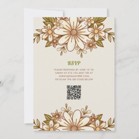 Retro Bloemen | QR-code 2024 Graduation Party Kaart (Achterkant)