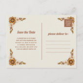 Retro Bloemen | QR Code Bruiloft Opslaan van de da Aankondigingskaart (Achterkant)