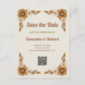 Retro Bloemen | QR Code Bruiloft Opslaan van de da Aankondigingskaart (Voorkant)