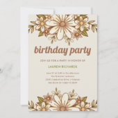 Retro Bloemen | QR-code Verjaardagsfeest Kaart (Voorkant)