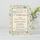 Retro Bloemen Retirement Feest Kaart (Staand voorkant)