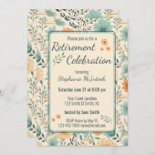 Retro Bloemen Retirement Feest Kaart (Voorkant / Achterkant)