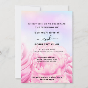 Retro Bloemen Roze & Geel Huwelijk Kaart