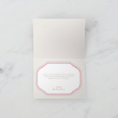 Retro bloemen roze & khaki aangepaste bedankkaartj bedankkaart (Binnen)