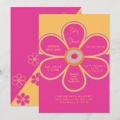 Retro Bloemen Roze Leuk Baby shower Kaart (Voorkant / Achterkant)